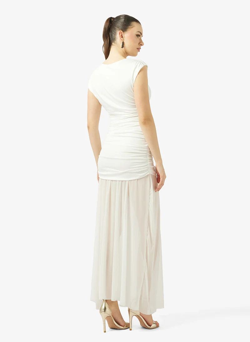 Ginger Draped Bodycon Dress with Mesh Pleats